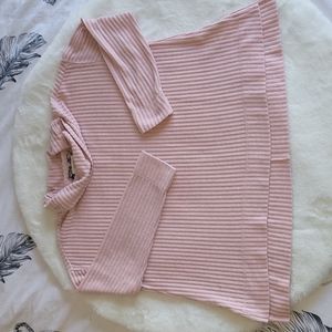 Maeve Anthropologie Light Pink Ribbed Cowl Turtleneck Sweater Medium